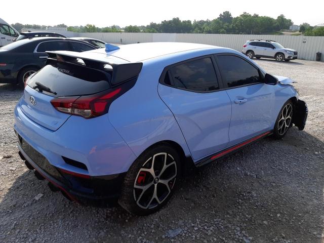 KMHT36AHXKU001028 - 2019 HYUNDAI VELOSTER N BLUE photo 3