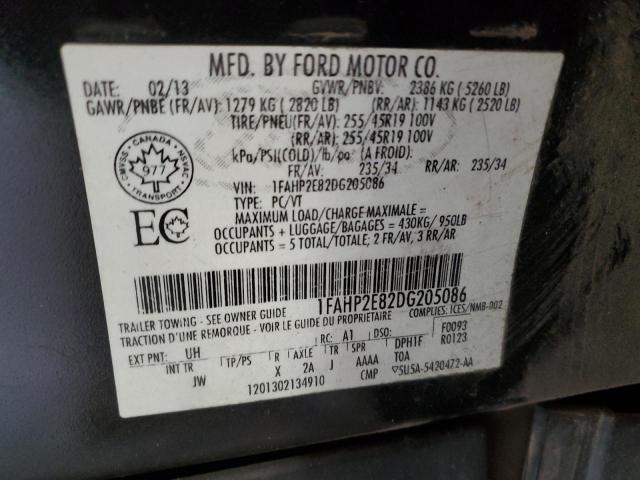 1FAHP2E82DG205086 - 2013 FORD TAURUS SEL BLACK photo 13