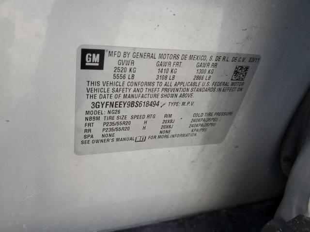 3GYFNEEY9BS618494 - 2011 CADILLAC SRX PERFORMANCE COLLECTION Srebrny zdjęcie 12