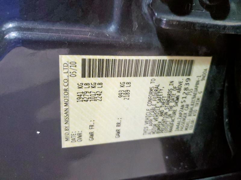 1N4AL2AP2AN512839 - 2010 NISSAN ALTIMA BASE GRAY photo 12