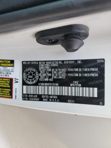 4T3BK3BBXFU115180 - 2015 TOYOTA VENZA LE WHITE photo 14