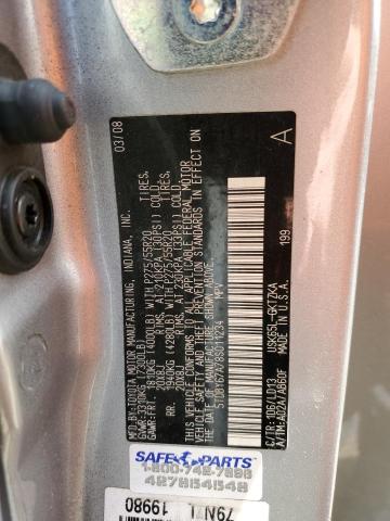 5TDBY67A78S011234 - 2008 TOYOTA SEQUOIA PLATINUM SILVER photo 12