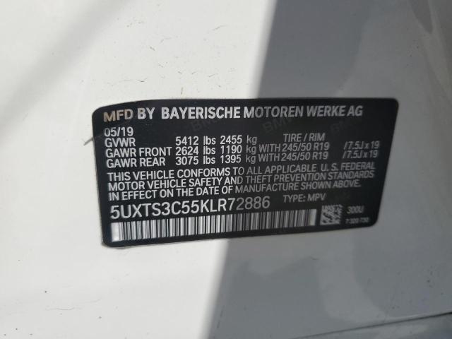 5UXTS3C55KLR72886 - 2019 BMW X3 XDRIVEM40I WHITE photo 13