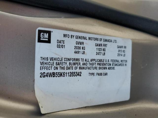 2G4WB55K611265342 - 2001 BUICK REGAL LS 金色 照片 12