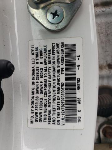 19XFB2F97CE006752 - 2012 HONDA CIVIC EXL WHITE photo 12