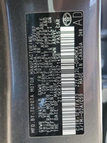 2T1KR32E87C671456 - 2007 TOYOTA COROLLA MA XR GRAY photo 12