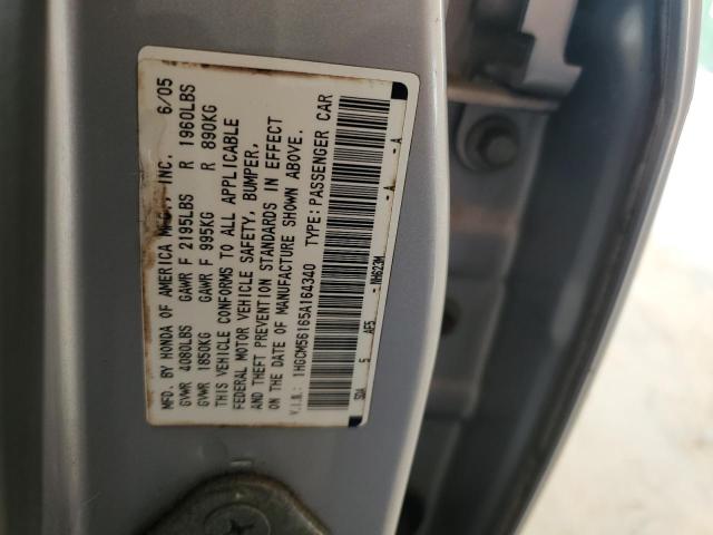 1HGCM56165A164340 - 2005 HONDA ACCORD DX SILVER photo 12