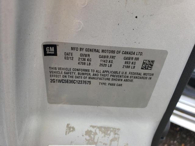 2G1WC5E36C1237675 - 2012 CHEVROLET IMPALA LTZ ვერცხლისფერი ფოტო 12