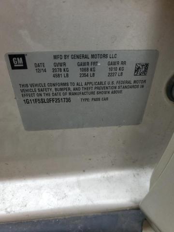 1G11F5SL0FF251736 - 2015 CHEVROLET MALIBU LTZ თაფლისფერი ფოტო 13