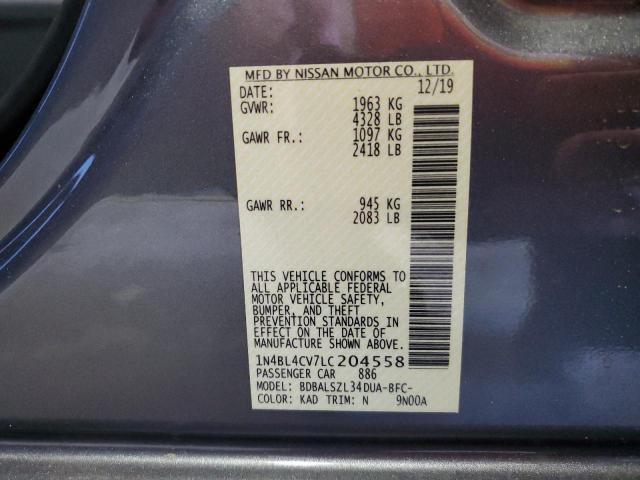 1N4BL4CV7LC204558 - 2020 NISSAN ALTIMA SR GRAY photo 12