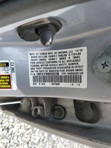 19XFA1F69BE022288 - 2011 HONDA CIVIC LX-S ვერცხლისფერი ფოტო 12