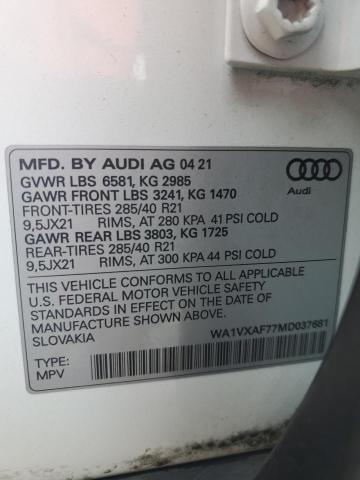WA1VXAF77MD037681 - 2021 AUDI Q7 PRESTIGE თეთრი ფოტო 13
