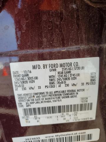 2LMPJ8LR7HBL19751 - 2017 LINCOLN MKX RESERVE Bordo fotoğraf 13