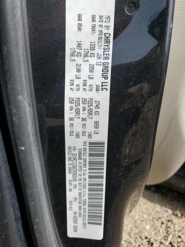 2C4RC1CG8CR393205 - 2012 CHRYSLER TOWN & COU TOURING L BLACK photo 13