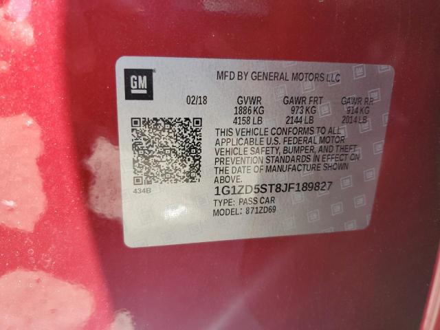 1G1ZD5ST8JF189827 - 2018 CHEVROLET MALIBU LT RED photo 12