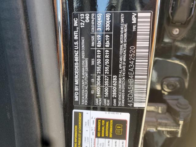 4JGDA5HB4EA342520 - 2014 MERCEDES-BENZ ML 350 4MATIC BLACK photo 13