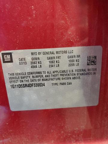 1G11D5SR4DF339034 - 2013 CHEVROLET MALIBU 1LT RED photo 12