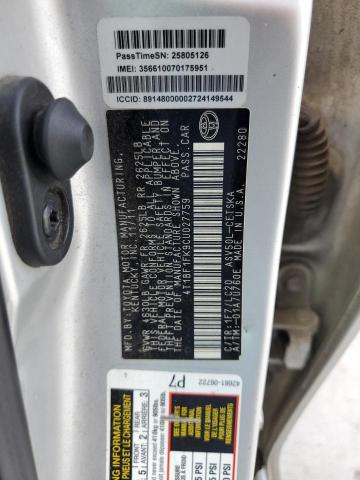 4T1BF1FK9CU027759 - 2012 TOYOTA CAMRY BASE SILVER photo 12