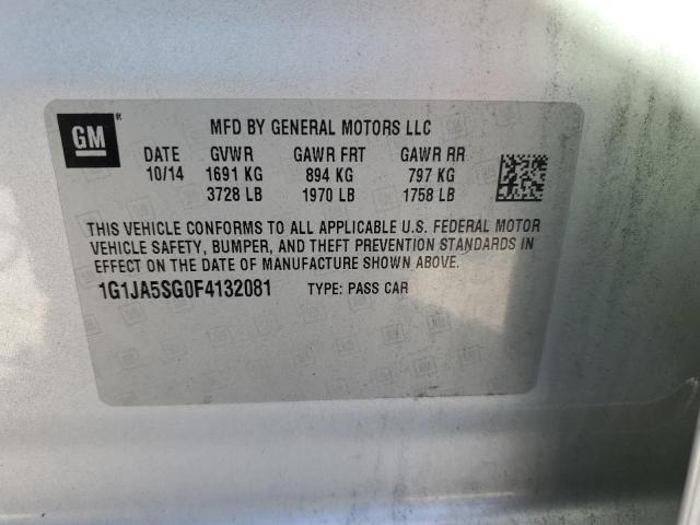 1G1JA5SG0F4132081 - 2015 CHEVROLET SONIC LS 银色 照片 12