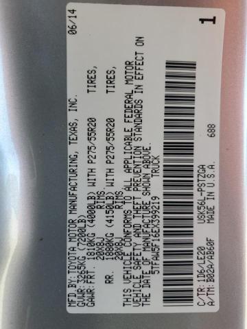 5TFAW5F16EX399219 - 2014 TOYOTA TUNDRA CREWMAX PLATINUM SILVER photo 12