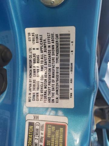 JHMZE2H79AS019110 - 2010 HONDA INSIGHT EX BLUE photo 12