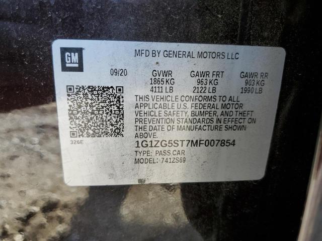 1G1ZG5ST7MF007854 - 2021 CHEVROLET MALIBU RS PURPLE photo 12