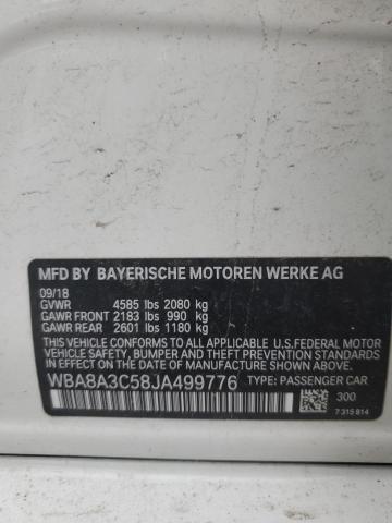 WBA8A3C58JA499776 - 2018 BMW 320 XI WHITE photo 12