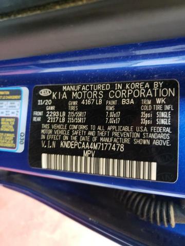 KNDEPCAA4M7177478 - 2021 KIA SELTOS LX BLUE photo 14