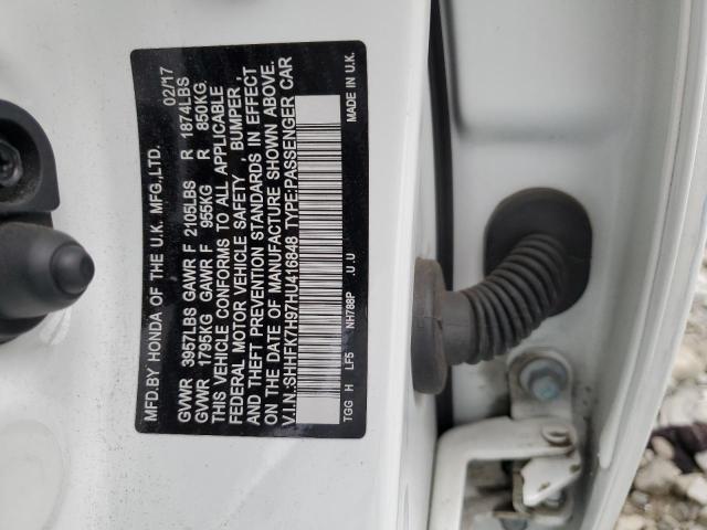 SHHFK7H97HU416848 - 2017 HONDA CIVIC SPORT TOURING WHITE photo 13