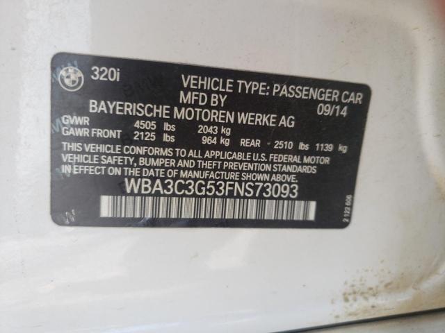 WBA3C3G53FNS73093 - 2015 BMW 320 I XDRIVE WHITE photo 12