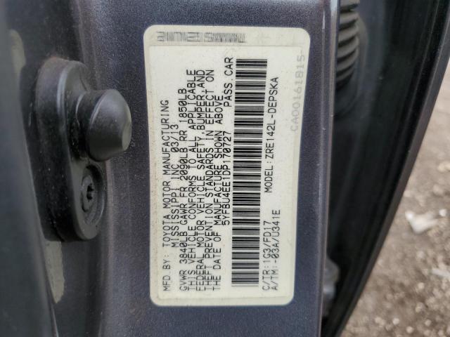 5YFBU4EE1DP170727 - 2013 TOYT COROLLA BASE ნაცრისფერი ფოტო 12