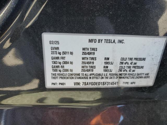 7SAYGDED1SF314541 - 2025 TESLA MODEL Y Gri fotoğraf 13