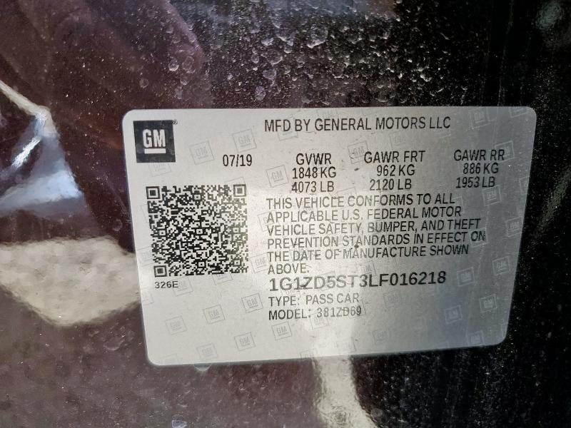 1G1ZD5ST3LF016218 - 2020 CHEVROLET MALIBU LT BURGUNDY photo 13