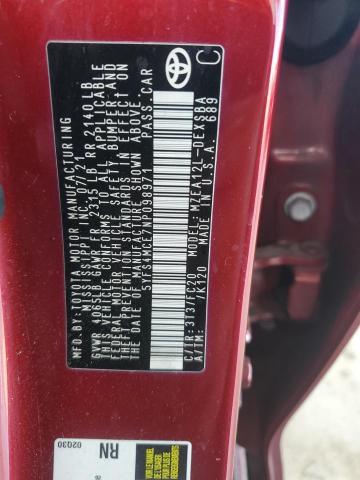 5YFS4MCE7NP098971 - 2022 TOYOTA COROLLA SE Червоний фото 13