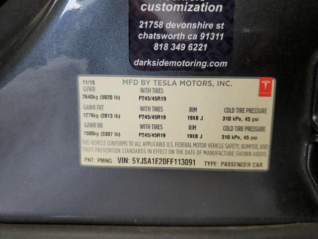 5YJSA1E20FF113091 - 2015 TESLA MODEL S Մոխրագույն լուսանկար 13