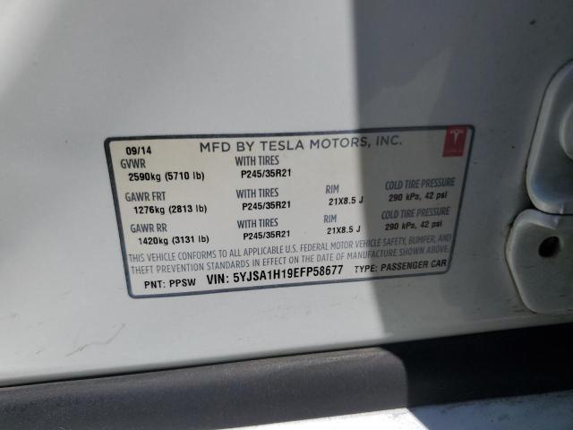5YJSA1H19EFP58677 - 2014 TESLA MODEL S WHITE photo 13