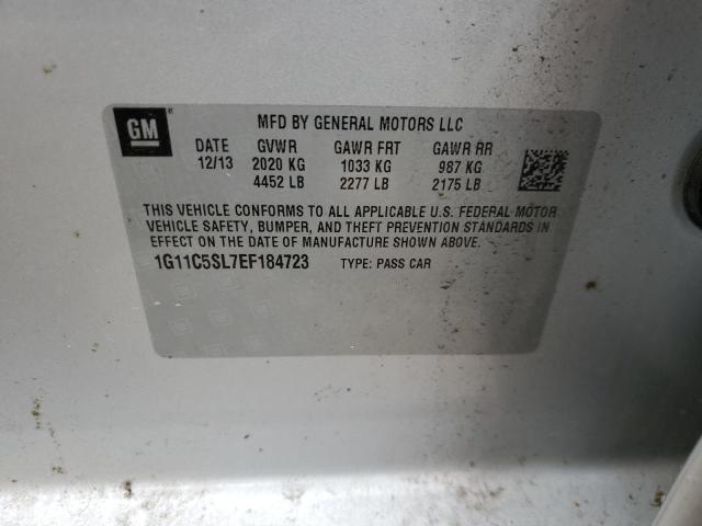 1G11C5SL7EF184723 - 2014 CHEVROLET MALIBU 1LT SILVER photo 12