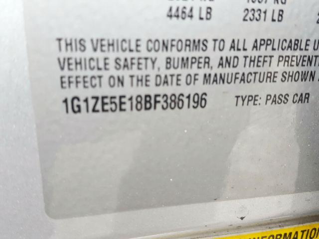 1G1ZE5E18BF386196 - 2011 CHEVROLET MALIBU LTZ  ფოტო 10