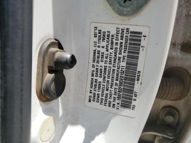 19XFB2F59DE015211 - 2013 HONDA CIVIC LX თეთრი ფოტო 12