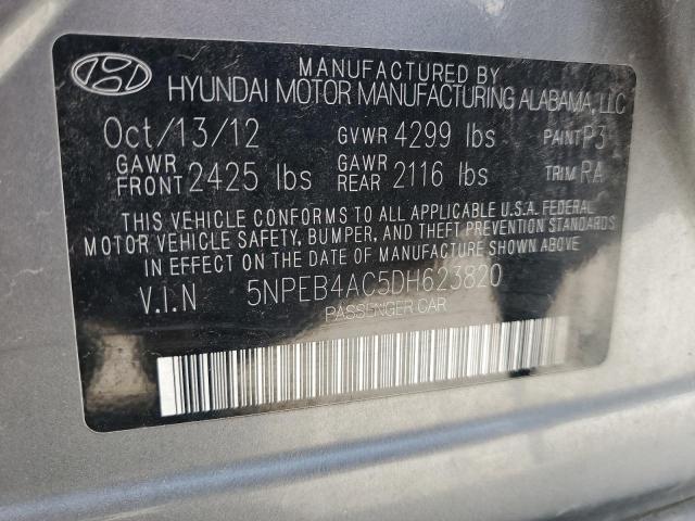 5NPEB4AC5DH623820 - 2013 HYUNDAI SONATA GLS GRAY photo 12