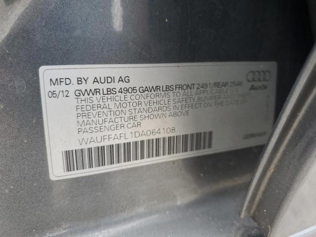 WAUFFAFL1DA064108 - 2013 AUDI A4 PREMIUM PLUS GRAY photo 12