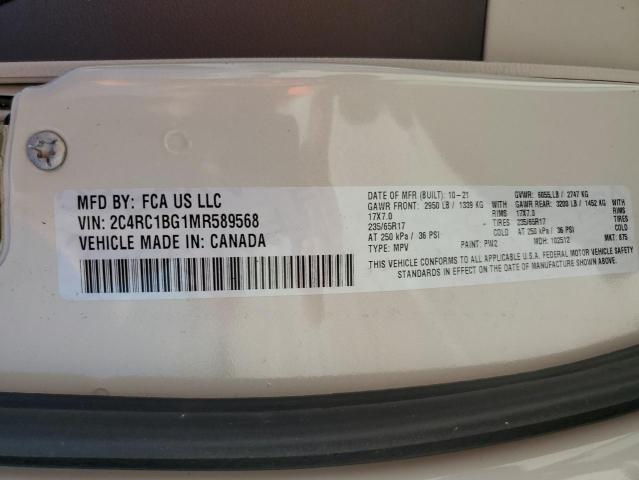 2C4RC1BG1MR589568 - 2021 CHRYSLER PACIFICA TOURING L ბეჟი ფოტო 13