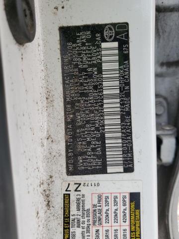 2T1KR32E17C645300 - 2007 TOYOTA COROLLA MA XR WHITE photo 13