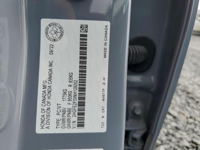 2HGFE2F59NH128252 - 2022 HONDA CIVIC SPORT Boz foto 12