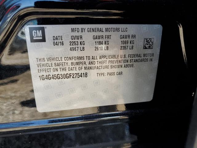 1G4G45G30GF275418 - 2016 BUICK LACROSSE SPORT TOURING BLACK photo 12