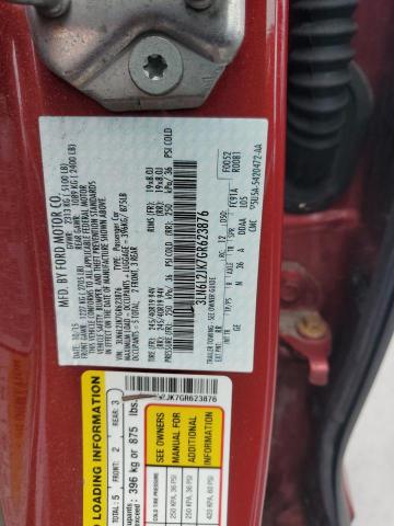 3LN6L2JK7GR623876 - 2016 LINCOLN MKZ RED photo 12