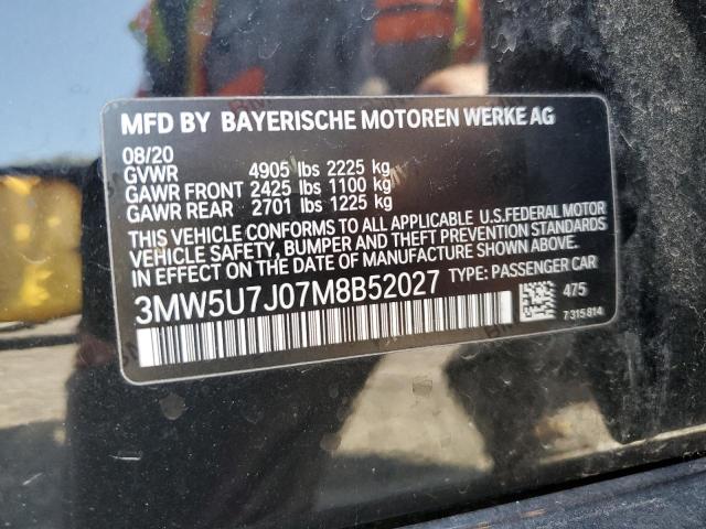 3MW5U7J07M8B52027 - 2021 BMW M340I BLACK photo 13