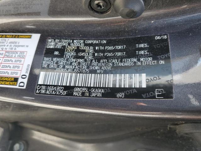 JTEBU5JR1J5571875 - 2018 TOYOTA 4RUNNER SR5/SR5 PREMIUM 灰色 照片 13