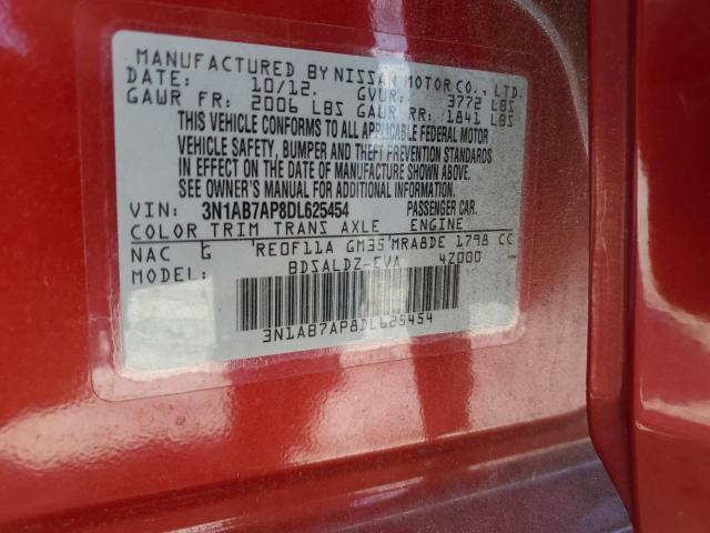 3N1AB7AP8DL625454 - 2013 NISSAN SENTRA S RED photo 12