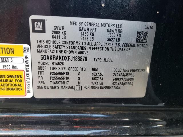 5GAKRAKDXFJ183870 - 2015 BUICK ENCLAVE BLACK photo 13